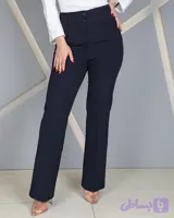 شلوار بوتکات پارچه ای سرمه ای زنانه | Women’s Navy Blue Bootcut Pants | کد 30080