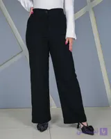 شلوار نیم بگ کرپ مشکی زنانه رسمی | قد 105 سایز 42 تا 52 | Black Crepe Semi-Baggy Pants – کد 60500
