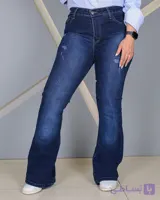 شلوار بوتکات زنانه آبی تیره | Dark Blue Bootcut Jeans | کد 400101