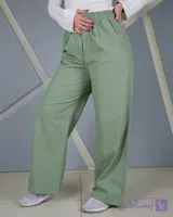 شلوار خنک کتان سبز بهاری تابستونی زنانه | قد 102 سایز 38 تا 52 | Cool Green Linen Pants | کد 60300