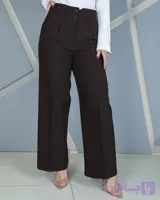 شلوار زنانه پارچه ای نیم بگ کرپ قهوه ای | Women’s Brown Crepe Semi Baggy Pants | کد 8052