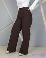 شلوار کتان زنانه نیم بگ رنگ قهوه ای | Women’s Brown Cotton Semi Baggy Pants | کد 8041
