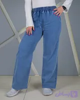 شلوار نیم بگ جین کاغذی آبی زنانه | قد 102 سایز 36 تا 52 | Blue Paper Jeans Semi-Baggy | کد 50400