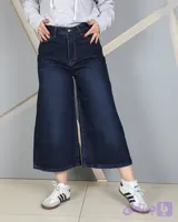 شلوار دخترانه واید لگ جین ایزی بگ آبی تیره | Easy Bag Wide Leg Jeans | کد 8043