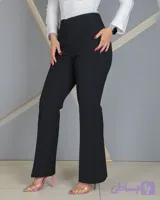 شلوار زنانه کرپ باربی مشکی مدل بوتکات | Black Bootcut Barbie Crepe Pants | کد 40020