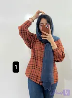 شومیز زنانه چهارخونه تک‌جیب نخی خنک