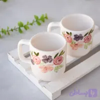 ماگ بلند گل رز سرامیکی نیلابی