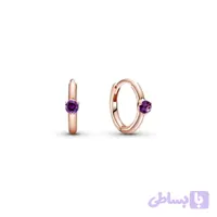 گوشواره حلقه ای تک نگین پاندورا نقره