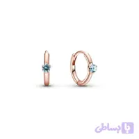 گوشواره حلقه ای تک نگین پاندورا نقره
