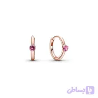 گوشواره حلقه ای تک نگین پاندورا نقره