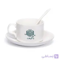 ست فنجان و نعلبکی چینی استخوانی ۱۸۰ سی‌سی با قاشق – مدل CC001