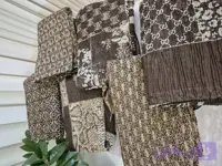 شال حریر طرحدار قهوه ای وارداتی