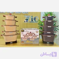 سرویس قابلمه زیو طرح جامبو مربعی 10 پارچه طرح آجری مدل ZCS-8560 گرانیت سنگی ترکیه با کیفیت فوقالعاده