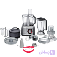 غذاساز بوش مدل MC812M853G سری MultiTalent 8 با توان ۱۲۵۰ وات، ظرفیت ۲.۴ لیتر، خردکن و لوازم جانبی کامل