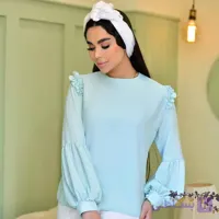 شومیز حریر آستین پفی کد 6997