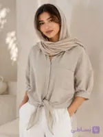 شومیز گرهی کرم رنگ 36تا46 (کد 1827)