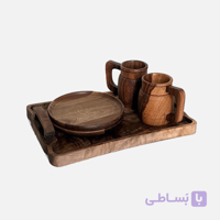 سرویس چای‌خوری دو نفره چوب گردو