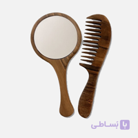 ست آینه و شانه چوبی کد04
