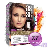 کیت رنگ موی بدون آمونیاک آسه ASSE قهوه تنباکو شماره 7.7 حجم 50+50 میل