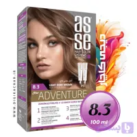 کیت رنگ موی بدون آمونیاک آسه ASSE قهوه ای طلایی روشن شماره 8.3 حجم 50+50 میل