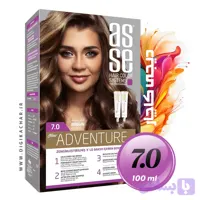 کیت رنگ موی بدون آمونیاک آسه ASSE قهوه ای شماره 7.0 حجم 50+50 میل