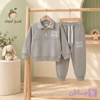 ست نیم زیپ و شلوار داخل کرک توپولی طرح میو سبز ماچا