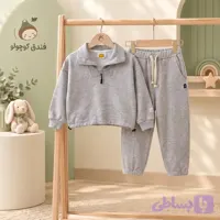 بلوز نیم زیپ و شلوار سیمسون رنگ طوسی ملانژ