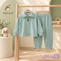بلوز نیم زیپ و شلوار سیمسون رنگ طوسی سبز ماچا