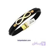 دستبند چرم و طلا DM132 مشکی