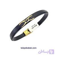 دستبند چرم و طلا پروانه سرمه ای DM522