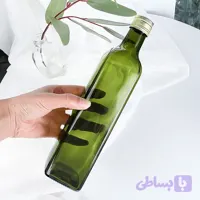 بطری شیشه ای 500 سی سی زیتونی و شفاف با درب 31.5