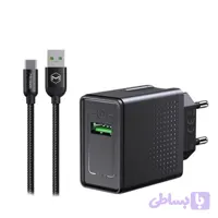 شارژر دیواری 22.5 واتی و کابل شارژ تایپ سی مک دودو مدل CH-5800