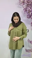 شومیز کتان یقه مردانه (سبز)