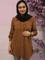شومیز چهار‌فصل یقه مردانه (قهوه ای موکا)