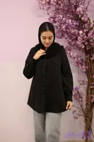 شومیز کتان یقه مردانه (مشکی)