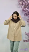 شومیز کتان کرم گیپوردار