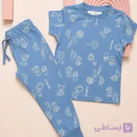 تیشرت شلوار اچ اند ام آبی طرح کافی کد 1210