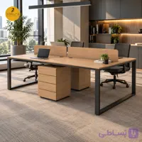 میز کار گروهی 4 نفره اداری مدل [DA-W04] | MDF و پایه فلزی