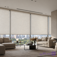 پرده شید طرح دار سفید لمه دار PARLA LUX-01
