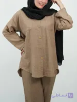 ست شومیز و شلوار پشت دکمه دار در 4 رنگ در 2 سایز( تک )