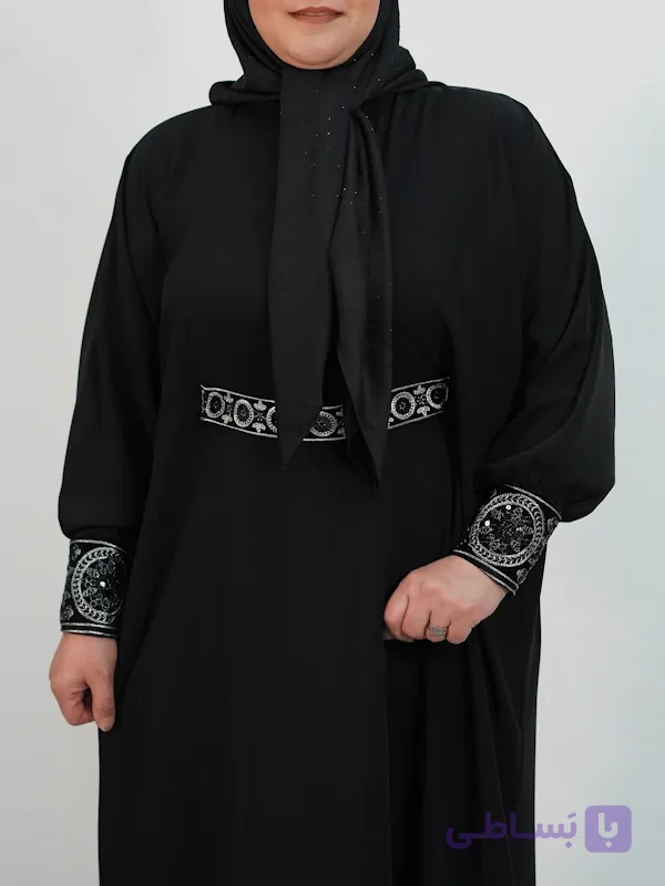 مانتو زنانه عبایی مدل آیسان کد 202 فری سایز رنگ مشکی ( عمده )