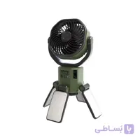 پنکه شارژی خورشیدی چندمنظوره مدل F6611 | پاور بانک + چراغ + پنل خورشیدی