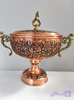 گز خوری سلطنتی مس قلم زنی دسته دار و پایه دار