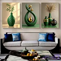 تابلو دکوراتیو ۳ تیکه مدرن طرح نایس تم سبز کد ۰۰۱۸۷