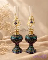 چراغ گردسوز سفالی دست‌ساز نقطه‌کوبی | طرح موج