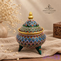 قندان سفالی سه‌پایه نقطه‌کوبی دست‌ساز