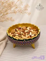 آجیل‌خوری سه‌پایه سفالی نقطه‌کوبی دست‌ساز