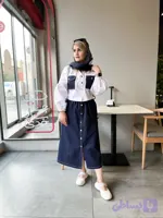 ست شومیز و دامن جین چشمه