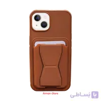 قاب موبایل چرمی جاکارتی و  استند دار برای آیفون 13