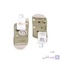 جوراب ساقدار دخترانه زیتونی شیری طرح خال خالی - ملونی مد
